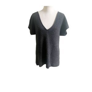 Leroy & Perry Wool And Alpaca Blend Short Sleeve Sweater Size Medium Gray